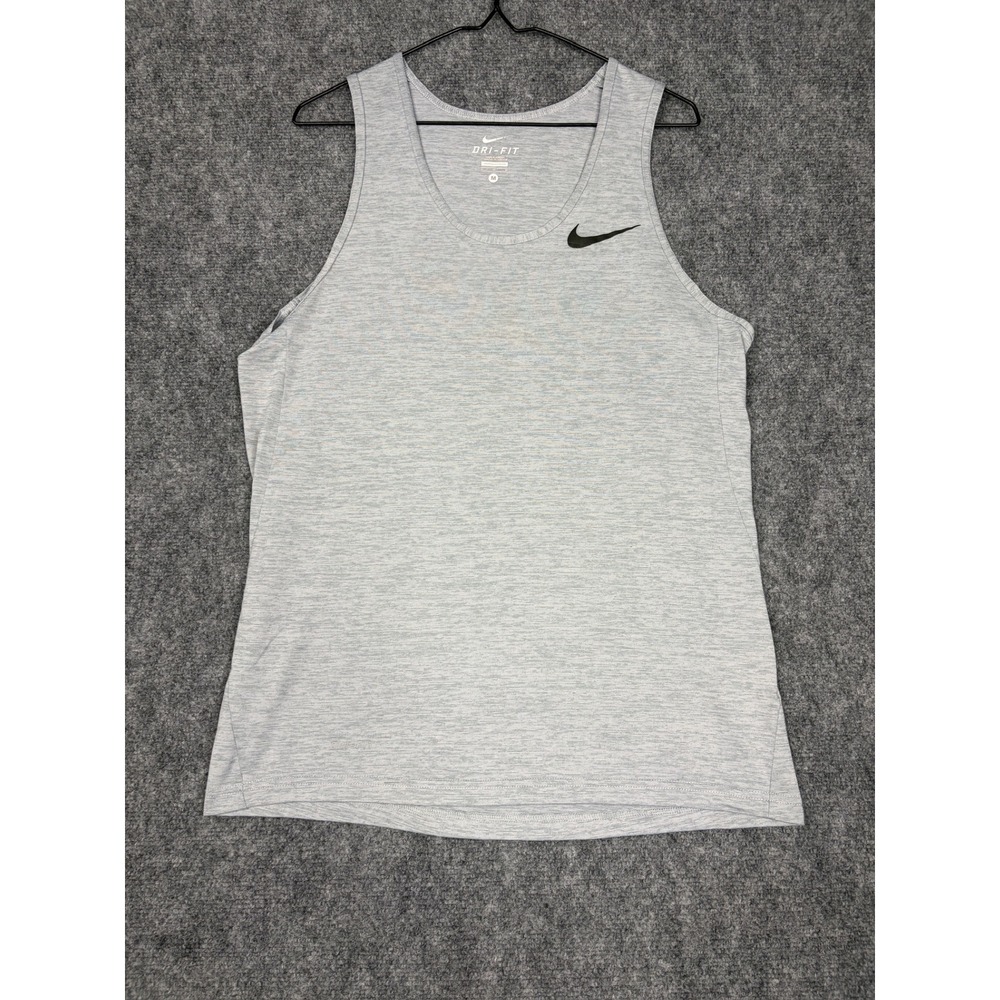Nike Dri-FIT Womens Tank Top Grey Heather Sleeveless Training Shirt Size M